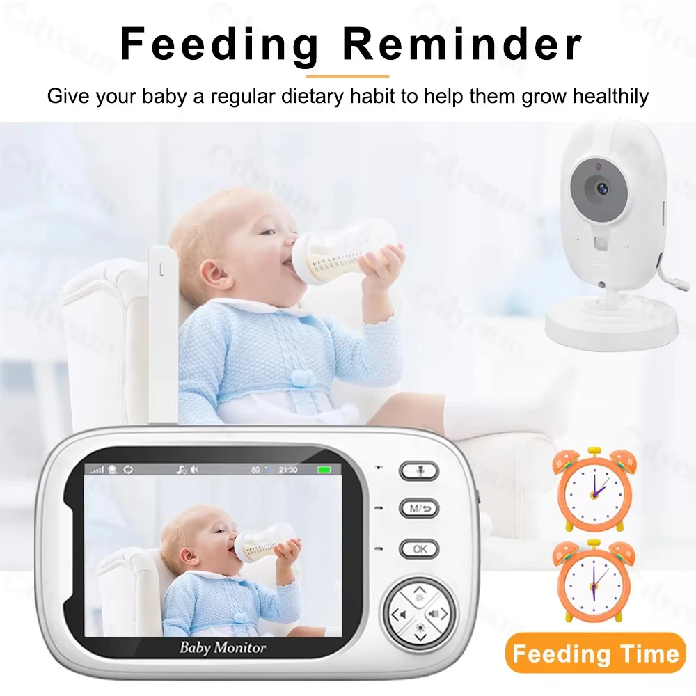 3.5" Baby Monitor with Camera and Audio, 720P Video Baby Monitor, Two Way Talk, Night Vision, Temperature Sensor, Lullabies view 2