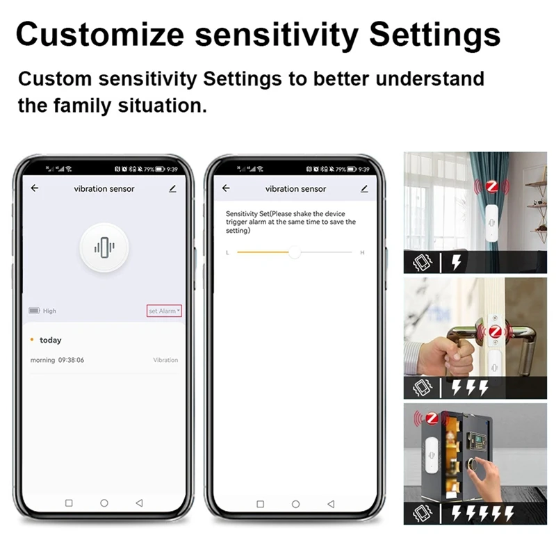 Tuya sensor de vibração inteligente zigbee tuya sensor monitor app controle proteção segurança zigbee sensor movimento choque alarme