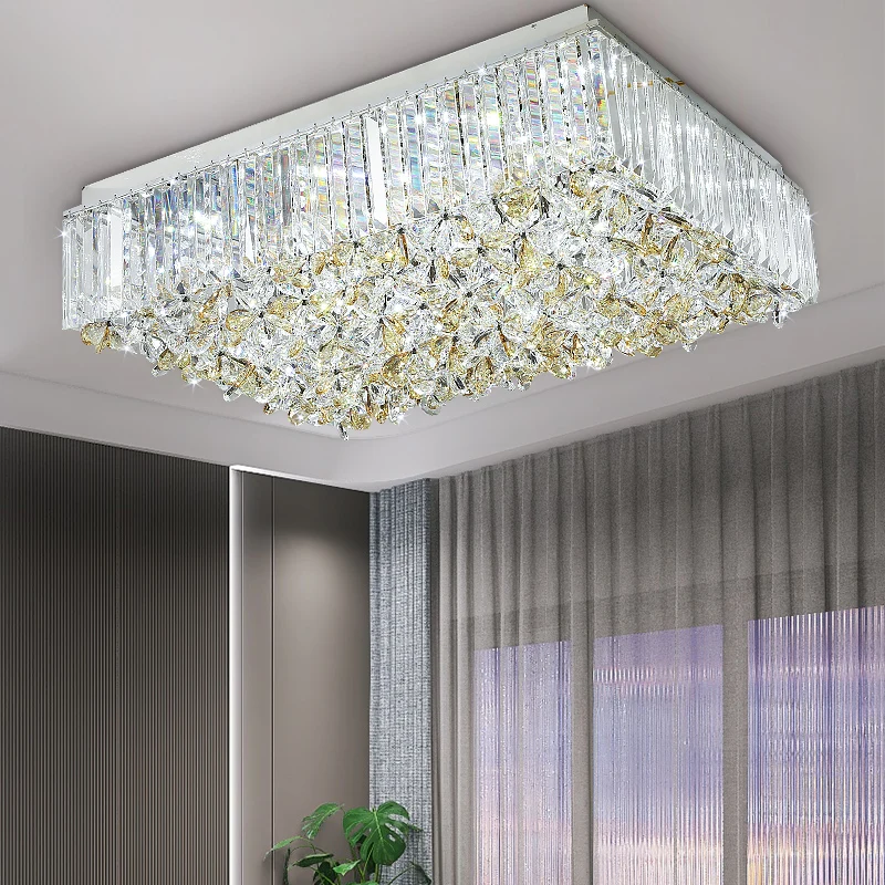 Butterfly Shape Crystal Ceiling Lamp Living Room Round Dining Room Rectangular Light Luxury Simple Bedroom Villa Ceiling Light