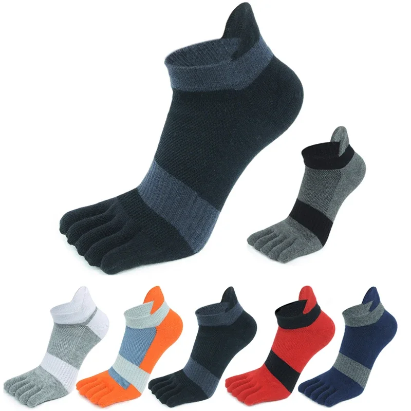 

Спортивные носки большого размера с носком, мужские сетчатые деловые впитывающие пот носки в полоску с неглубоким ртом для фитнеса и путешествий, носки с пятью пальцами, плюс EU43-47