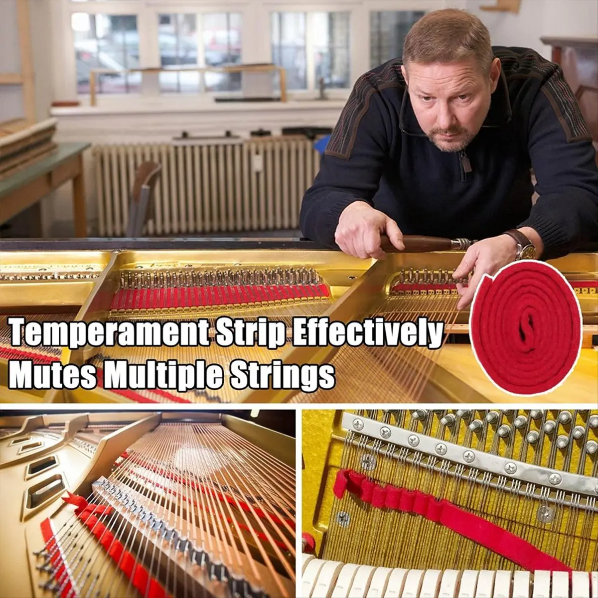 Professionele Piano Tuning Kit, 7PCS Piano Tuner Hammer Mute Tools Kit, Stemsleutel Piano Tuning Lever Tools [AA74-AAA]