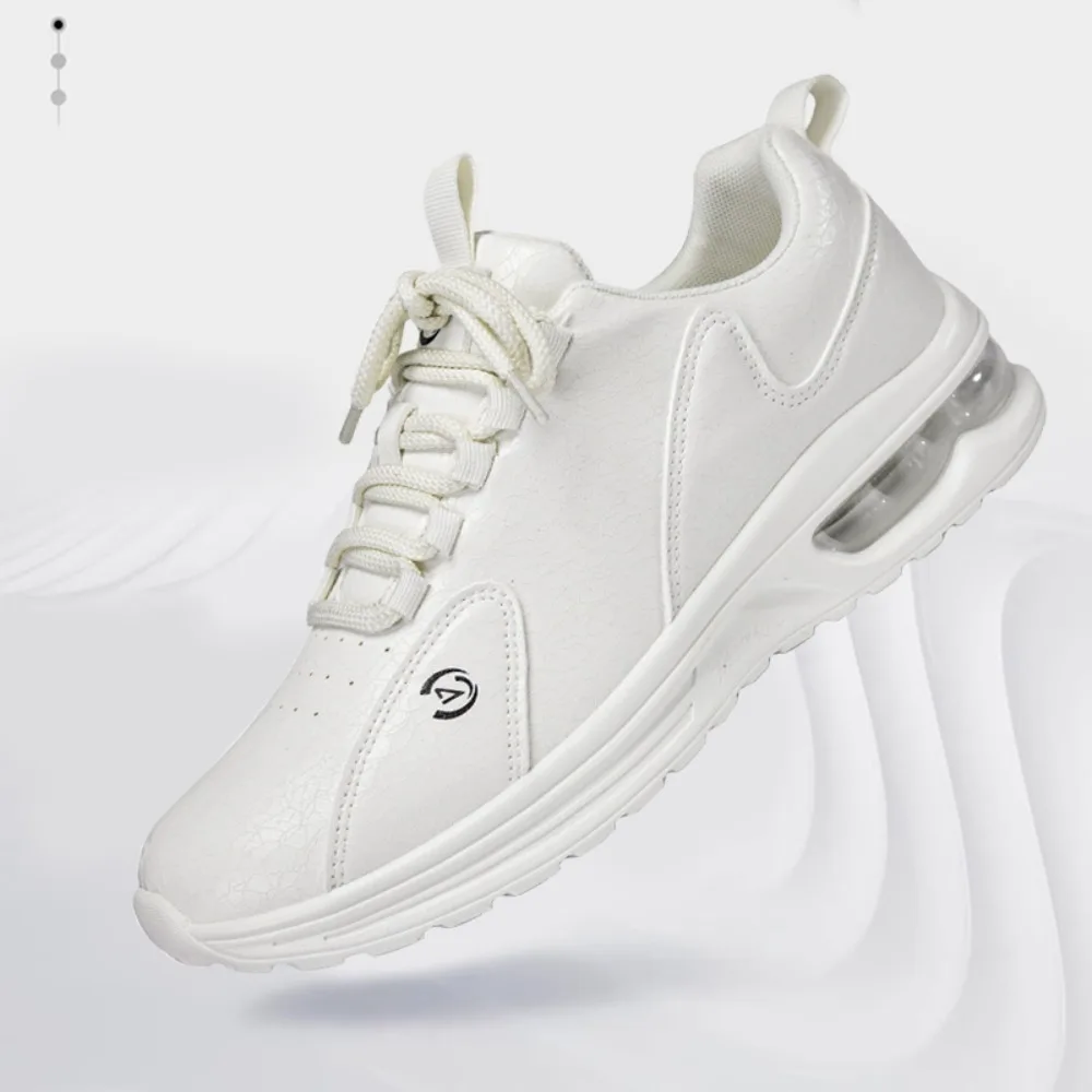 

man Black Leather Sneakers Air Cushion Shoes Autumn Casual Lace Up Lightweight Anti-slip Running Shoes man Outdoor Sports