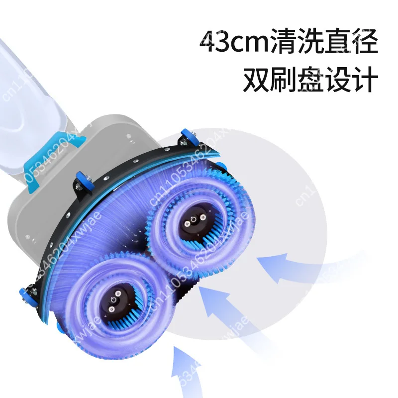 Compact Dual Brush Floor Scrubber Commercial Push Type for Hotel Restaurant Station Cleaning