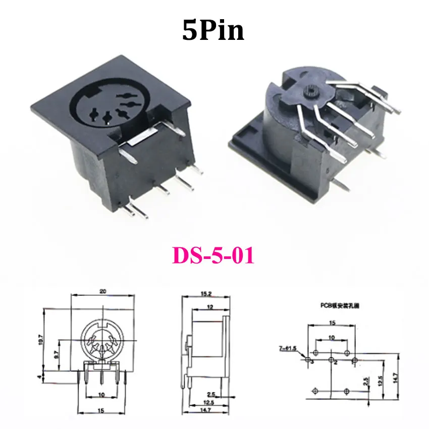 1 stücke S Terminal Audio Video Din Buchse Stecker S-video PCB Mount 3/4/5/6/8/9Pin Silber Ton PS2 Rund DIN Micro Jack – Detail 9