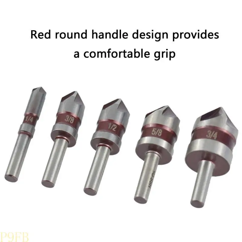 

P9FB 5 Pieces 5 Flute Countersink Bits Cobalt Chamfer Tools for Precisions Crafting