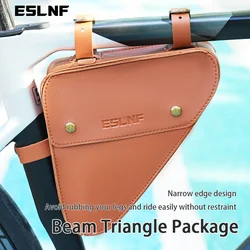 ESLNF Bike PU Leather Bicycle Front Frame Retro Triangle Bag  Tube Small Packet Repair Tool Pouch Multifunction Portable Bag ﻿