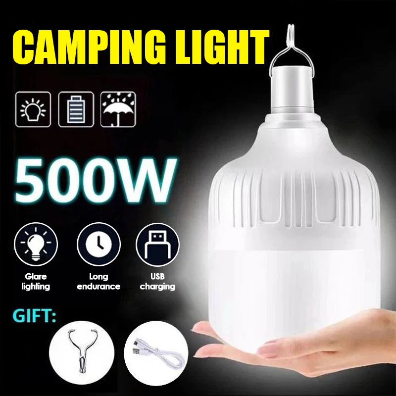 Outdoor USB Rechargeable LED Bulbs Camping Tent Hanging Lamp Portable Powerful Fishing BBQ Lighting Night Lights Lantern