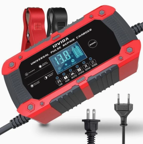 14.6V 10A Lithium Battery Charger for 12V Motorcycle Car Power Supply Fast Charging Device Compatible with LiFePO4 Pack
