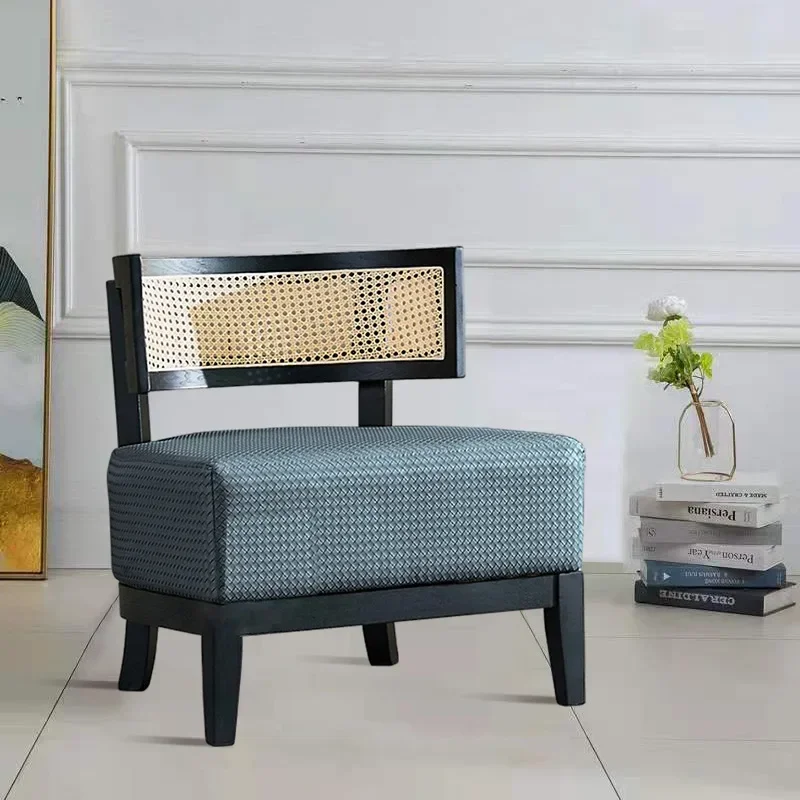 Nordic Rattan Sofa Chair for Outdoor Furniture Solid Wood Chair Simple Household Single Small Apartment Balcony