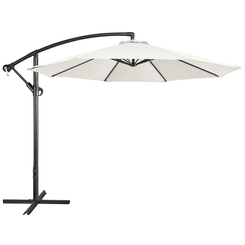 

Cream Outdoor Patio Offset Umbrella with Crank and Cross Base