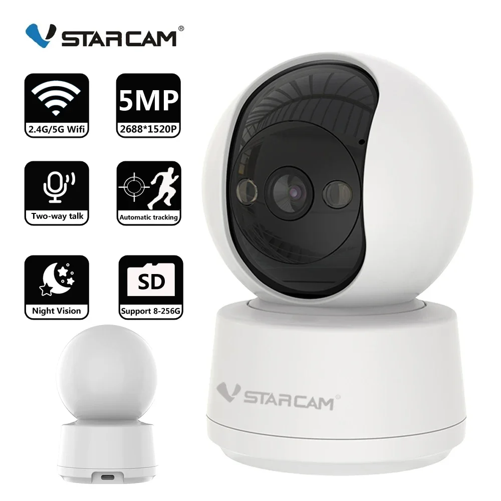 

Vstarcam 5MP PTZ IP Camera 2.4G 5G WIFI Wireless Security Camera Two Way Audio Surveillance Smart Home AI Tracking Baby Monitor