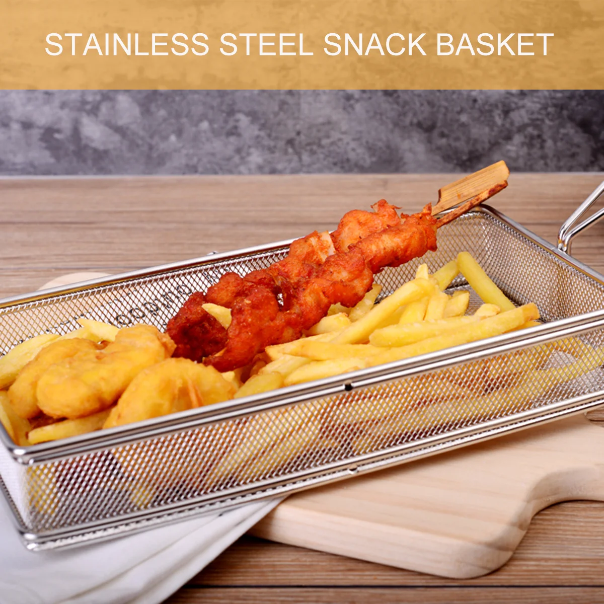

Stainless Steel Frying Fine Mesh Strainer For French Fries Potatoes Chips Deep Fry Cooking Kitchen Tool Fried Snack Basket