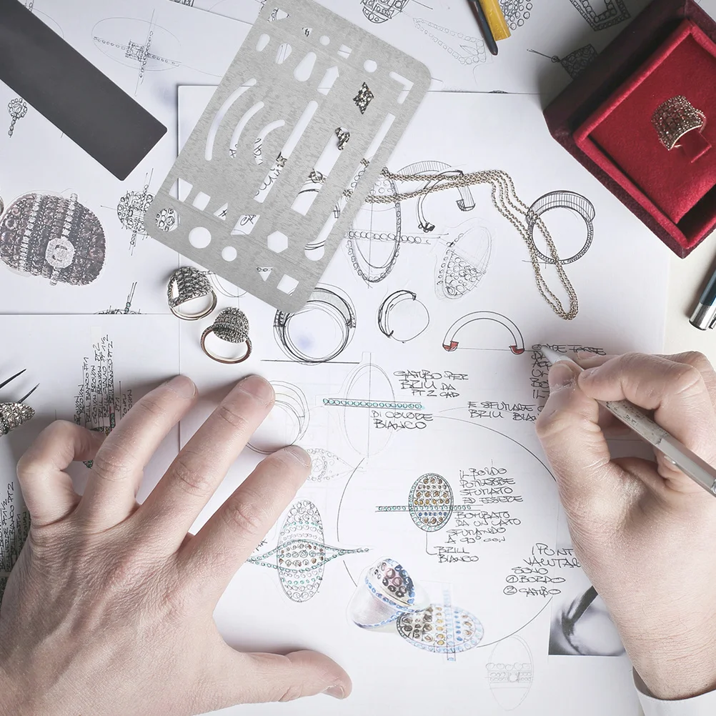 6 قطع من أدوات مسح الحروف المصنوعة من الفولاذ المقاوم للصدأ، أدوات صياغة الرسم، قوالب متعددة الاستخدامات للاستخدام اليدوي #6