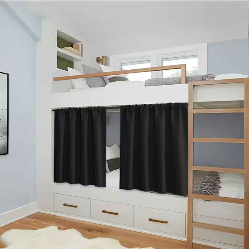 2PC  Minimal Solid Short 100% Blackout Curtain, 100% Light Block for Narrow Small Windows