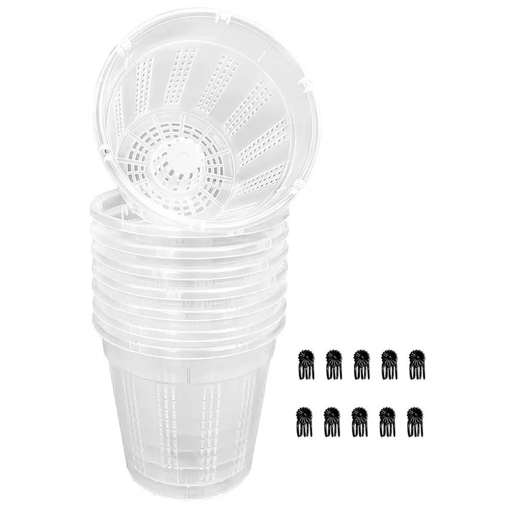 

8pcs Clear Plastic Orchid Pots For Flower Breathable Basin Orchid Planters Root Control Orchid Transparent Desktop Pot