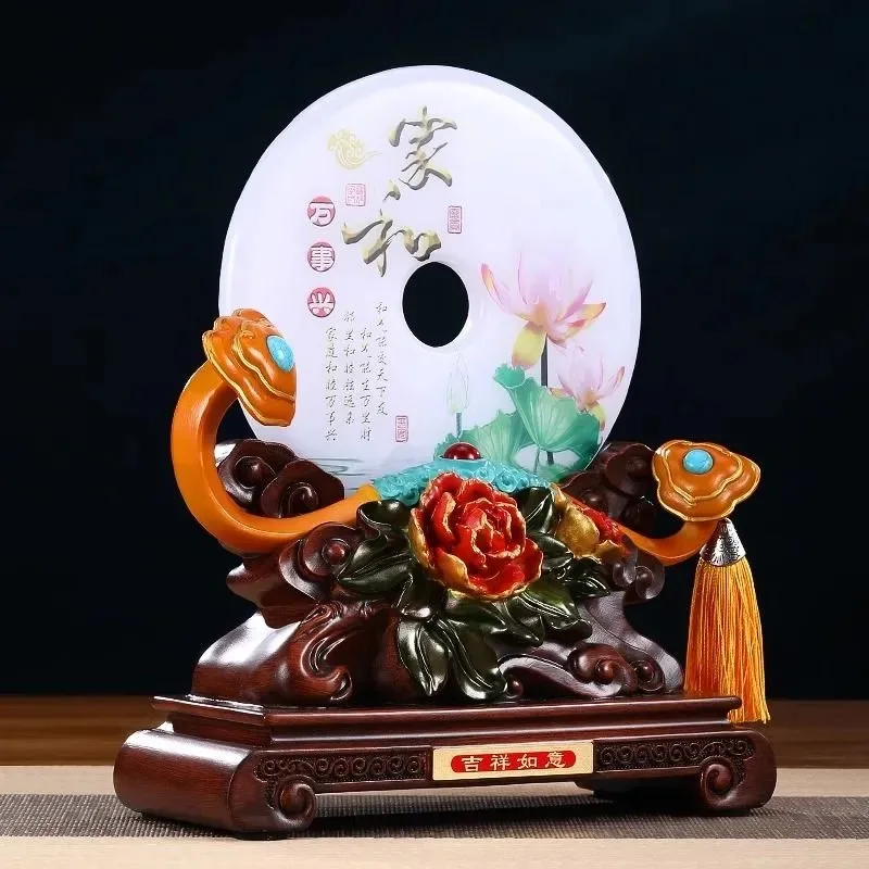 

Good Luck Good Fortune Peace Buckle Jade Ornaments Home Decor Living Room Wine Cabinet TV Cabinet Decoration New Home Gifts