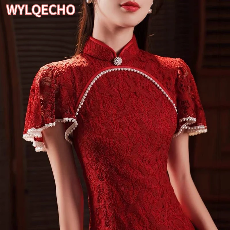 Retro Style short sleeves Modern Qipao Dress Women Clothes New Year Chinese Traditional Cheongsam