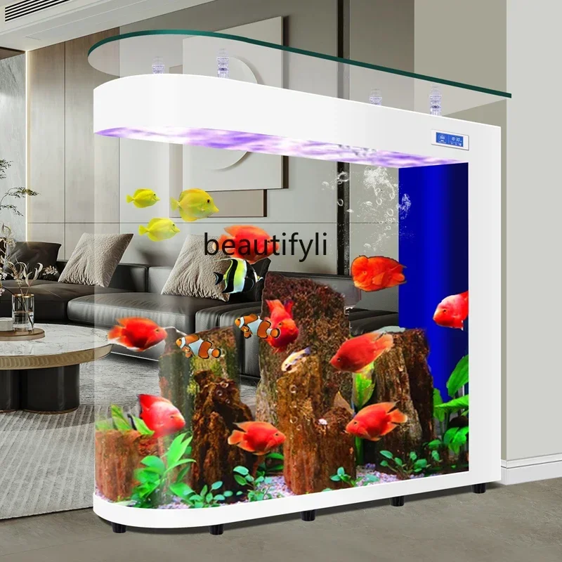 

Fish tank living room new partition ecological water free medium and large floor household goldfish tank