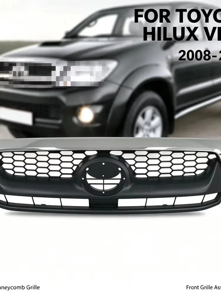 53111-0K200 Przednia kratka chłodnicy do Toyota Hilux Vigo 2008 2009 2010 2011 Chromowana kratka z siatką w kształcie plastra miodu, zespół kratki zderzaka — 2