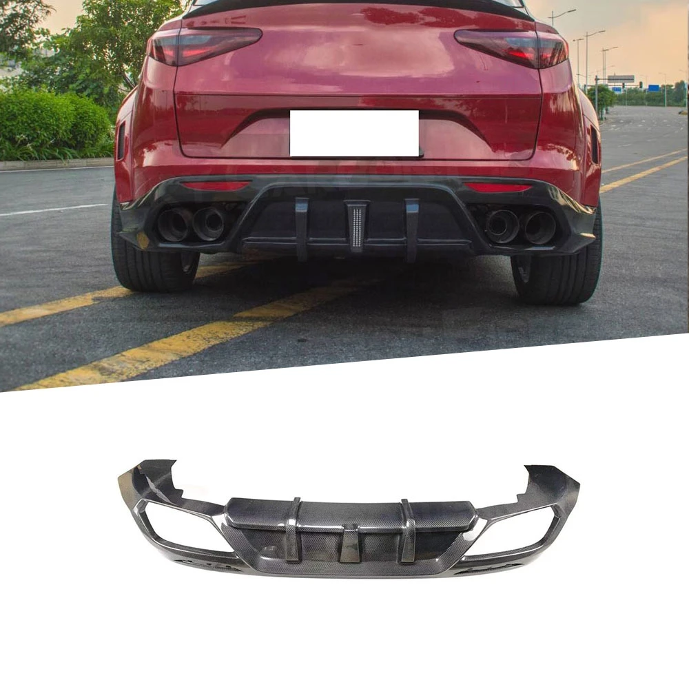 

Carbon Fiber Rear Lip Diffuser For Alfa Romeo Stelvio 2017-2019 Fins Shark Style Skid Plate Bumper Protector Car Styling