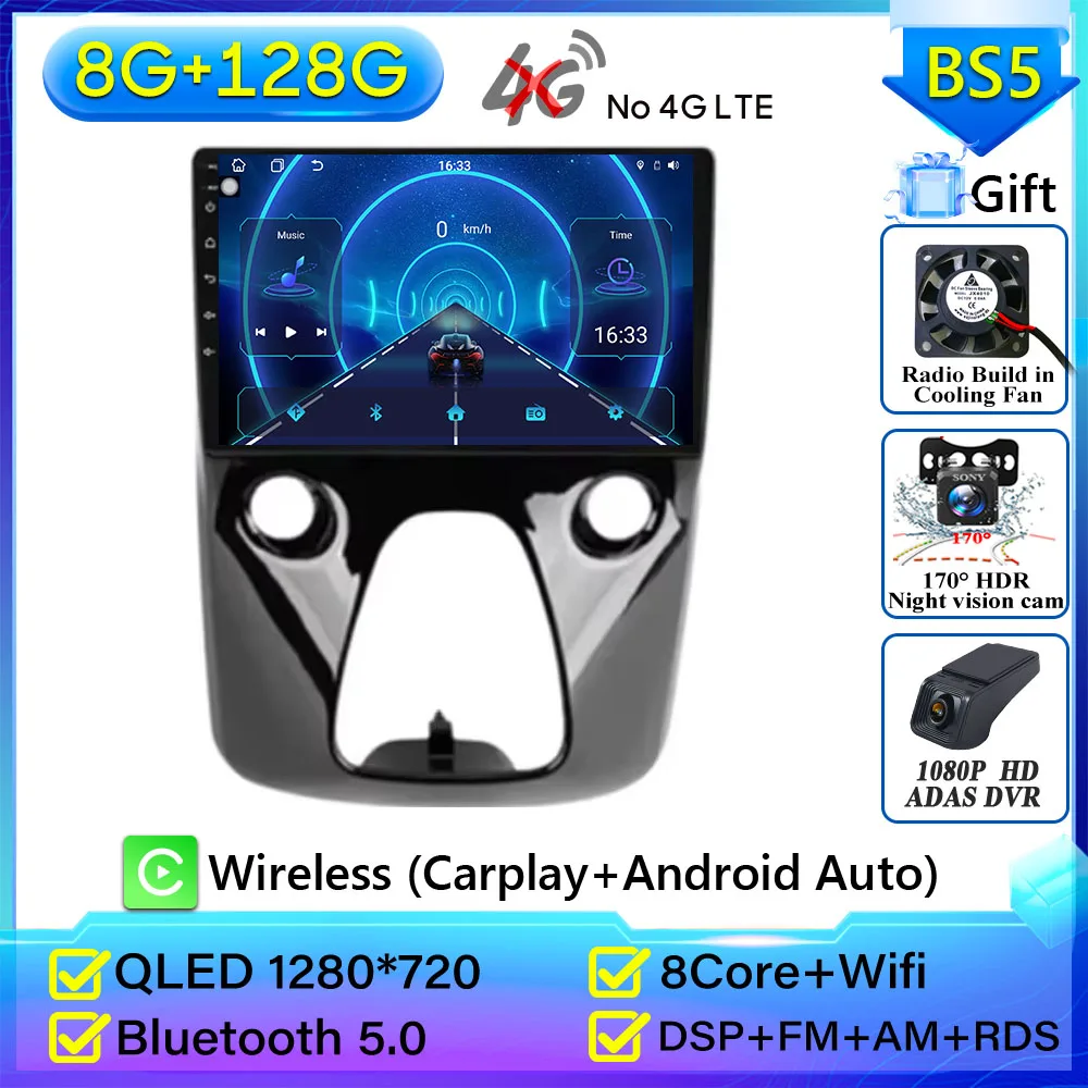 Voor Toyota Aygo Peugeot 108 Citroen C1 2016-2020 Autoradio Android 16 Navigatie GPS Android Auto Stereo Carplay scherm Unit 2 K