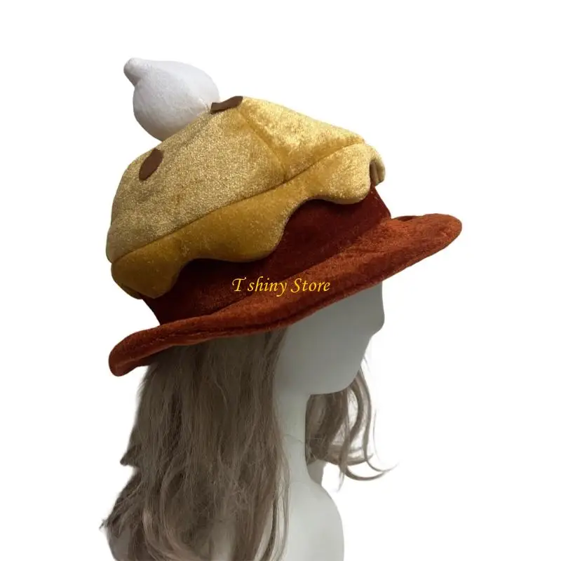 N58F piękny kapelusz z dyni rekwizyty kostiumowe z kremowymi detalami na festiwal Halloween dla dorosłych odgrywanie ról sesje