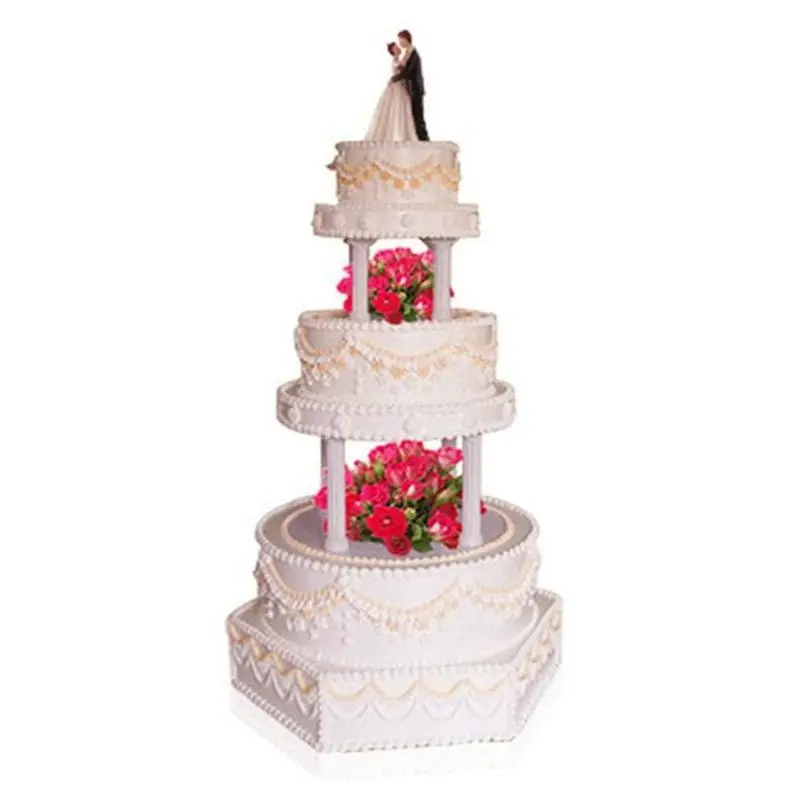 FAST-24Pcs White Small+Large Plastic Cake Pillars,Wedding Cake Pillars Stand,Fondant Cake Support Mold