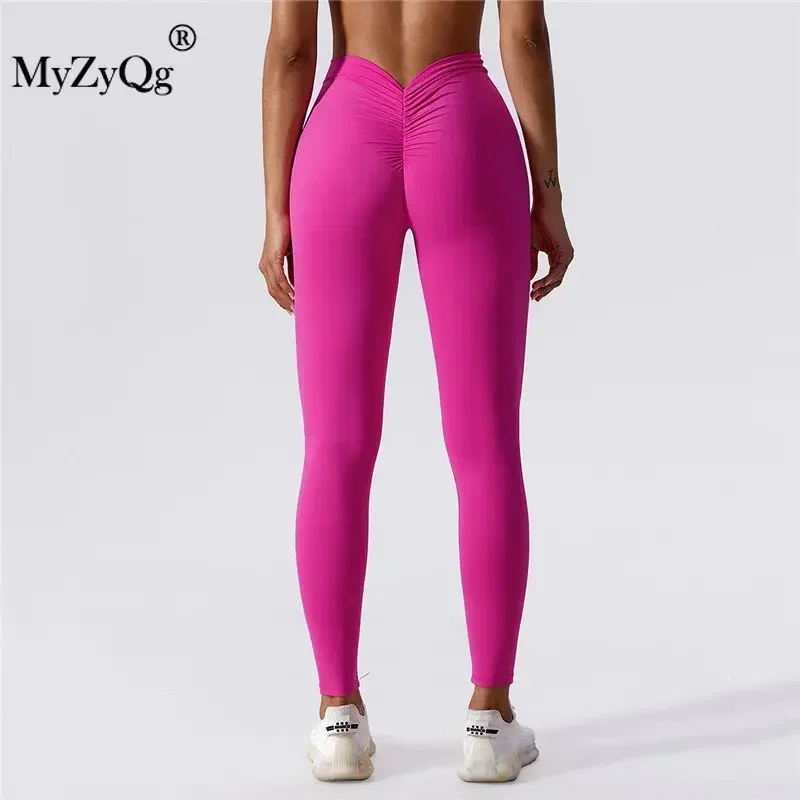 MyZyQg Yoga Leggings Outdoor Running Gym Fitness Pants Women Breathable Quick Dry Sports Peach Buttock Lifting Push Up Pant