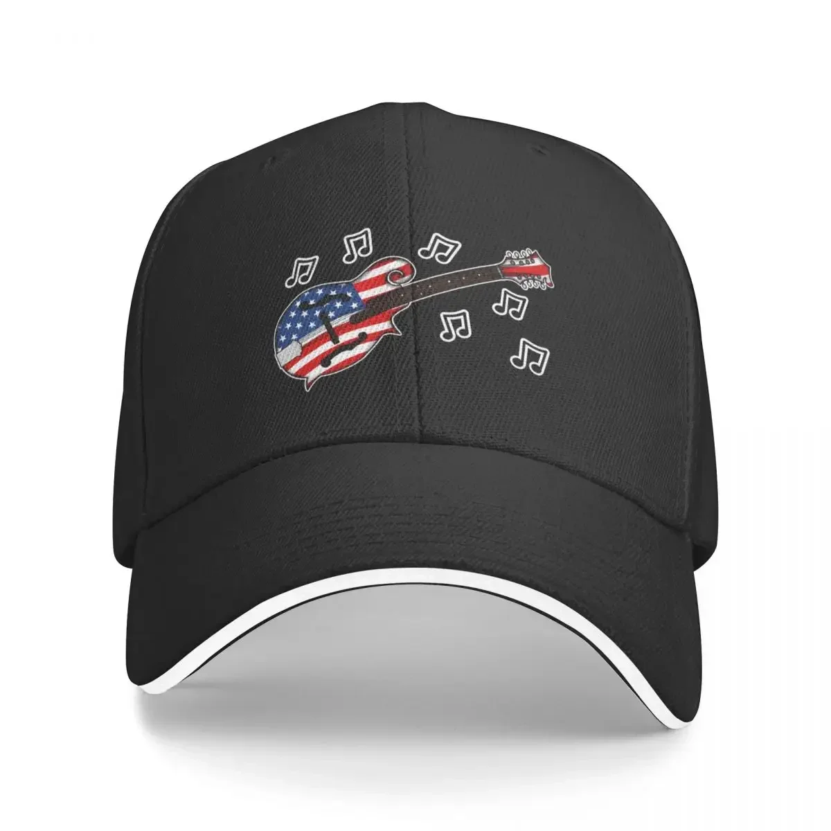 4th July Mandolin America Rocks USA Flag Mandolinist Baseball Cap Snap Back Hat party Hat Men's Baseball Women's