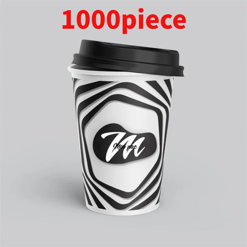 10 00 Stück. Custom. Individuell bedruckter Logo-Einweg-Kaffeepapierbecher mit Deckel, doppelwandige Tassen, Milchtee, heiße Getränke