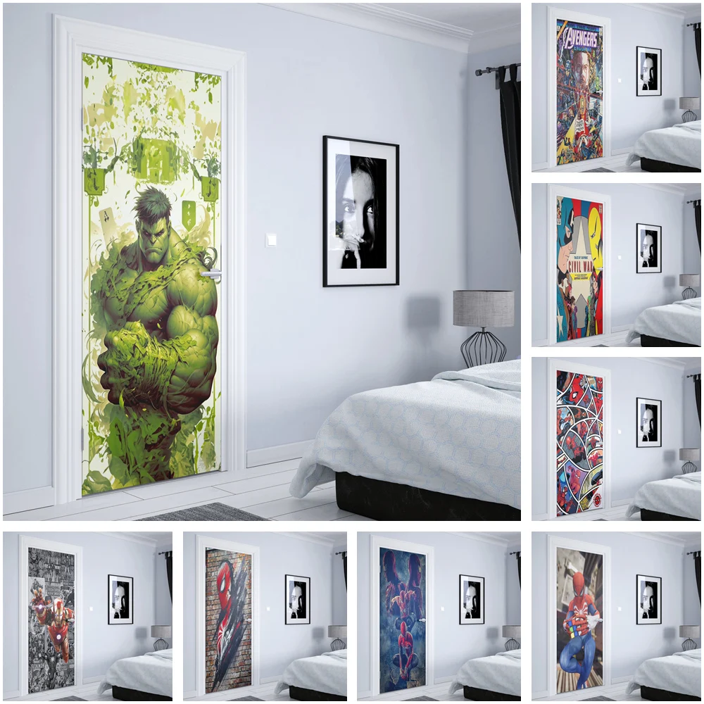 Avengers pvc self-adhesive removable Marvel Hulk superhero movie door sticker poster home art decoration premium wall sticker