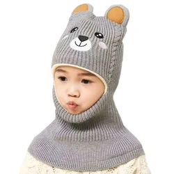 New Cartoon Bear Winter Baby Hat for Boys Plus Velvet Kids Hooded Cap Baby Girls Hat Children Beanie Cap Warm Toddler Bonnets