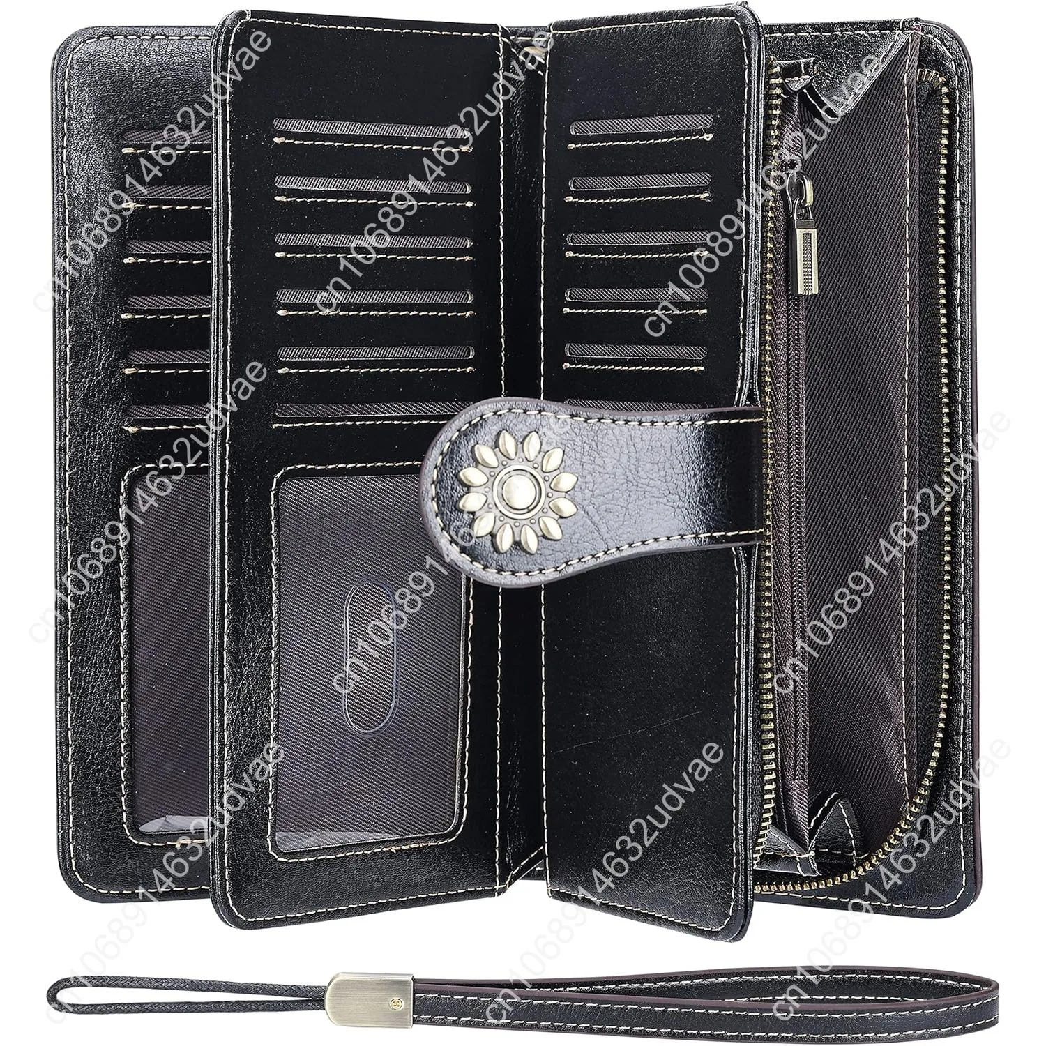 Lavemi Womens Large Capacity Genuine Leather RFID Blocking Wallets Wristlet Clutch Card Holder