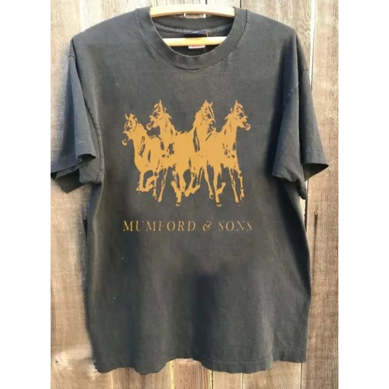 Mumford and Sons Band Tour Pattern Charcoal Grey T-shirt Men's T-shirt Summer New Men's and Women's Fashion T-shirt