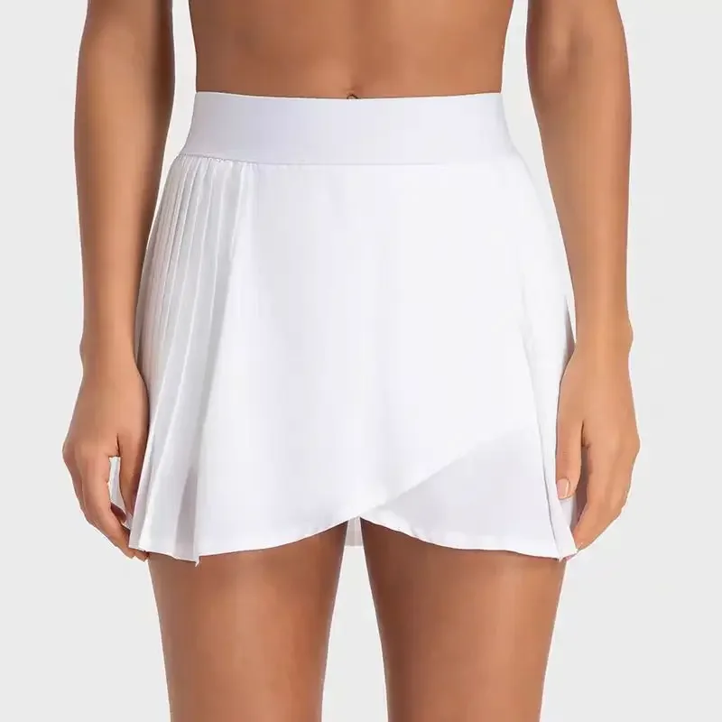

@LO Yoga Tennis Ruffle Skirt Women Sports Running Sexy Fitness Skirt Explosion proof Dew Belt Pocket Golf Sports Shorts Skirts