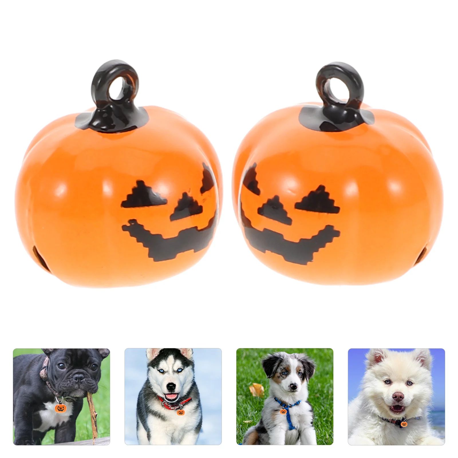 

20pcs Pumpkin Copper Jingle Bell Dog Cartoon Pet Bells Cat Pumpkin Pet Bells Collar Accessories Halloween Gift Orange