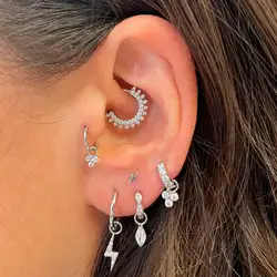 Tragus Kwab Piercing Oorbellen voor Vrouwen Snake Zirkoon Oorkraakbeen Piercing Ster Maan Bliksem Helix Rook Accessoires Sieraden