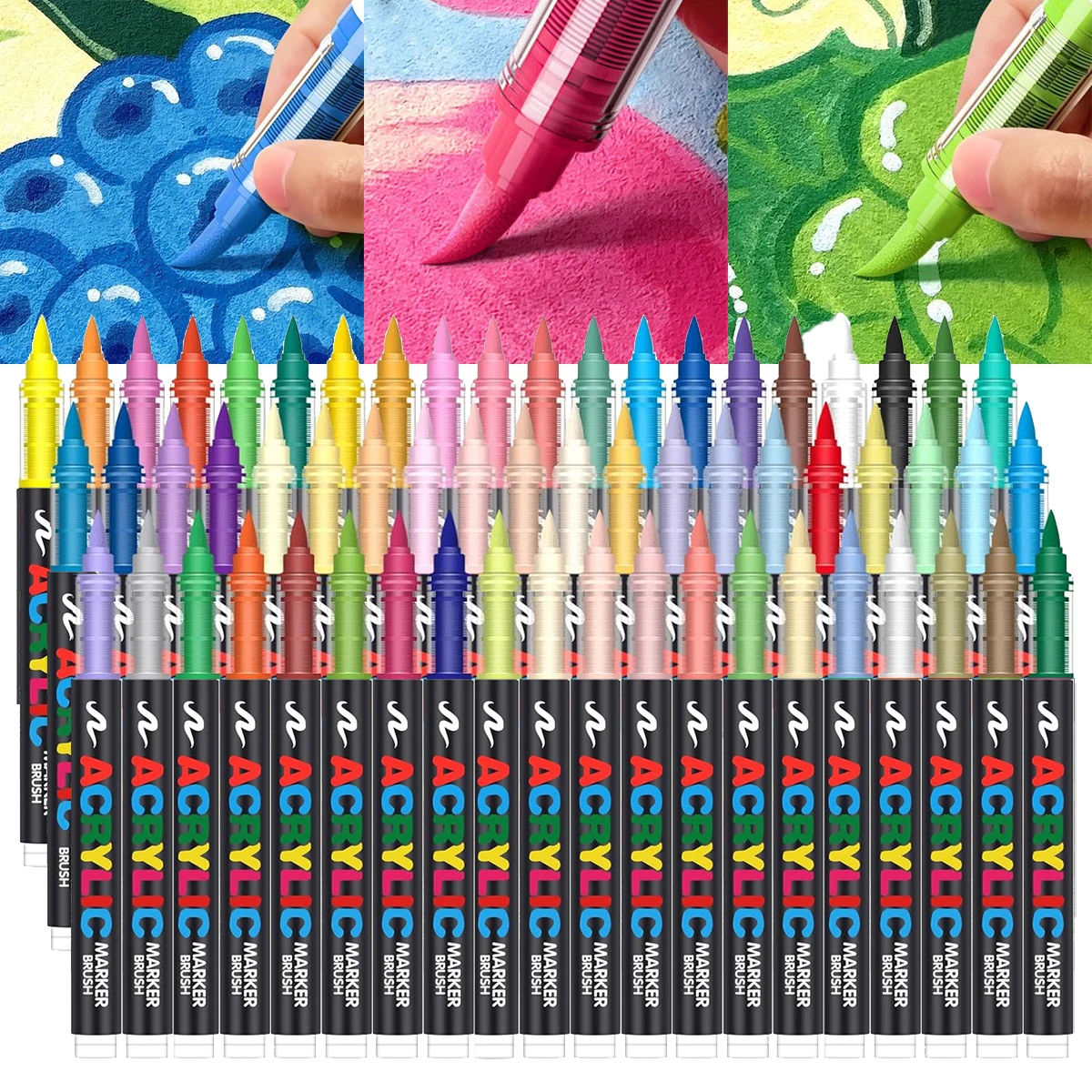 Pennarello per vernice acrilica a 60 colori Pennarello per vernice con punta morbida per pittura su roccia Legno Pietra Regalo di Natale Decorazione artigianale per uova fai-da-te