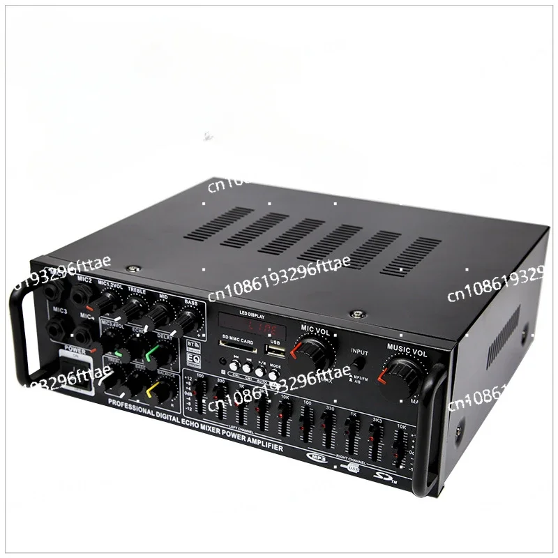 High-power Household Power Amplifier 12V/220V Bluetooth EQ Equalizer Car Outdoor Karaoke Dual-purpose Power Amplifier