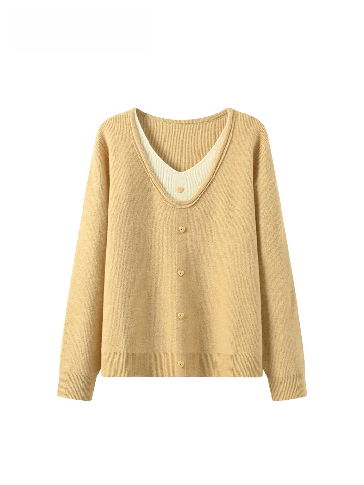 

Loose V-Ne Long Sve Knitwear Cara CLUB plus Size Women's Spring Faion Lazy Sle Loose Two-Piece Top Trendy Polyester ...