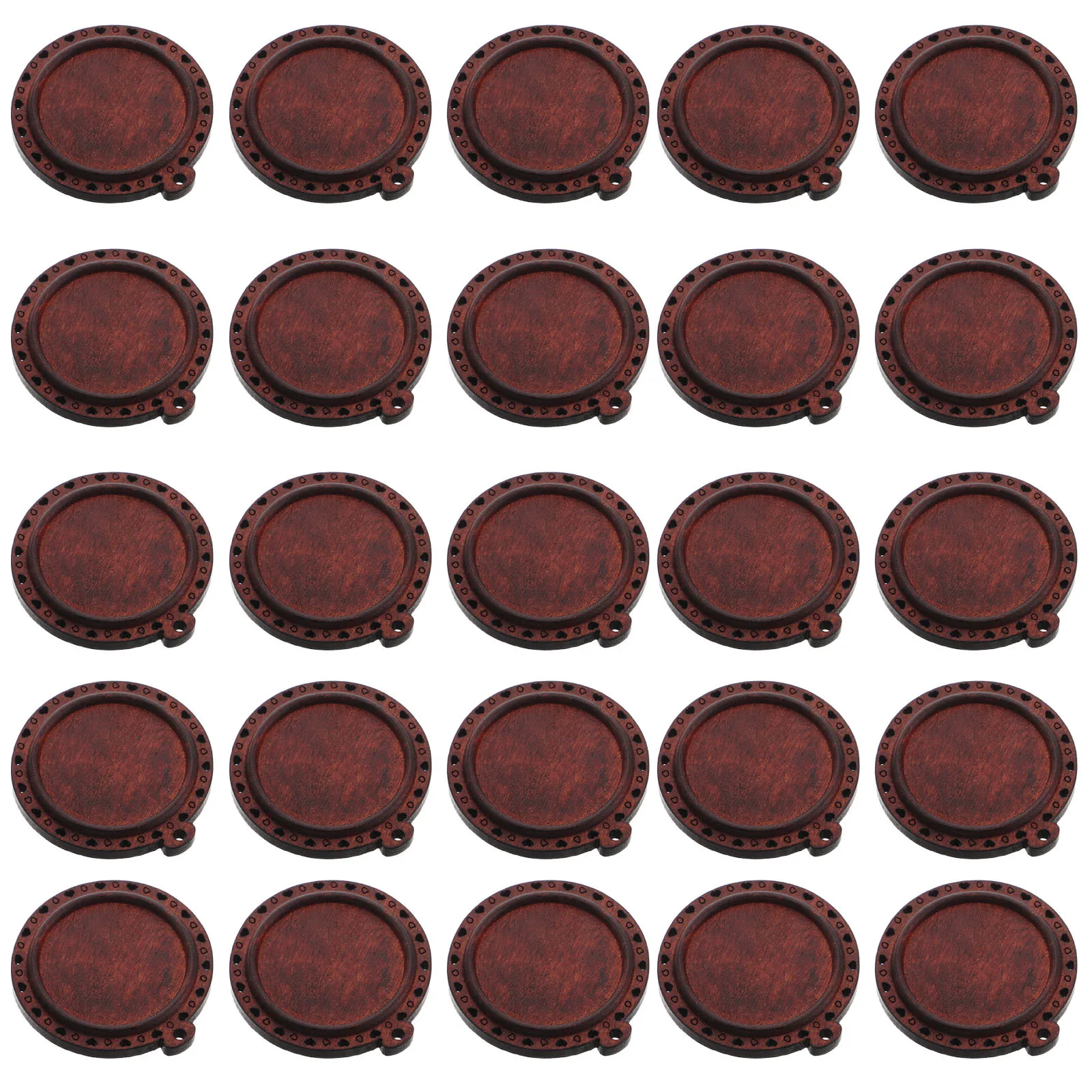 

20 шт. круглый деревянный поднос для подвески, винтажный деревянный ободок, пустой аксессуар для изготовления ювелирных изделий, подвески для ожерелья, ювелирные изделия «сделай сам»