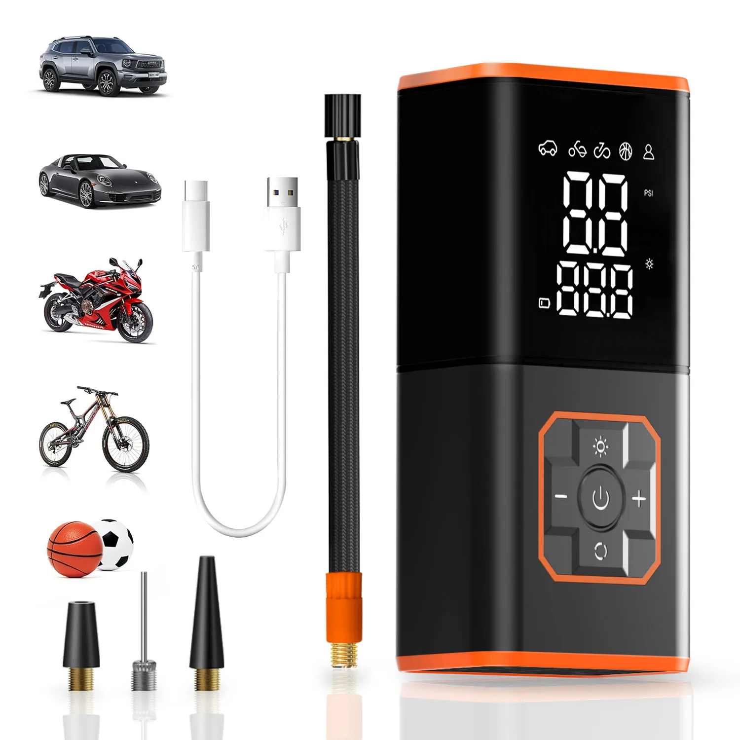

BELIBUY Portable Tire Inflator Car Tire Inflator Air Pump Suitable For Inflating Car Motorcycle Bicycle Ball With Display Screen