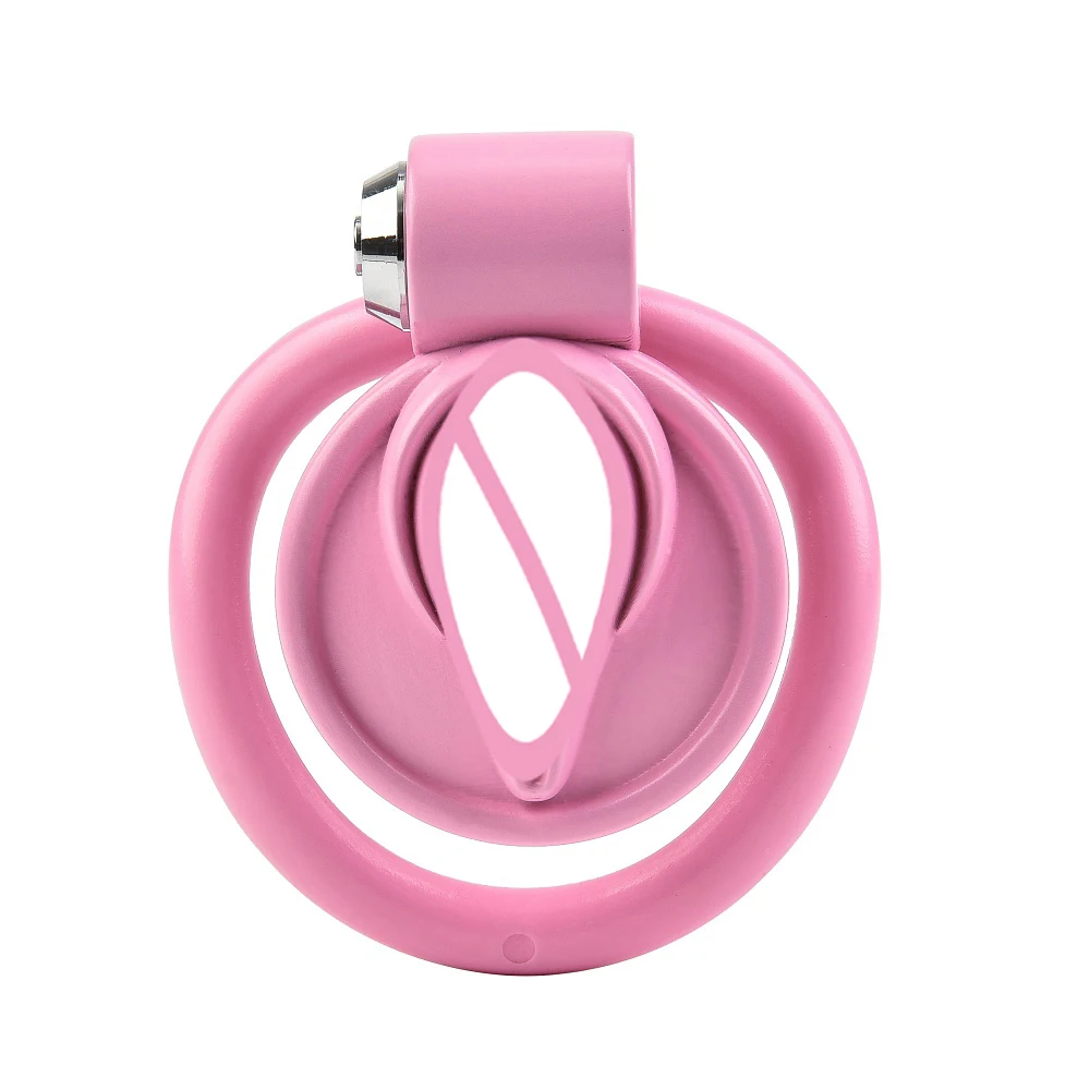 Pink Male Penis Chastity Cage Set Bird Chastity Cage Belt With 5 Size Rings Abstinence Lock Ring Lock Bondage Slave Man Sex Toy