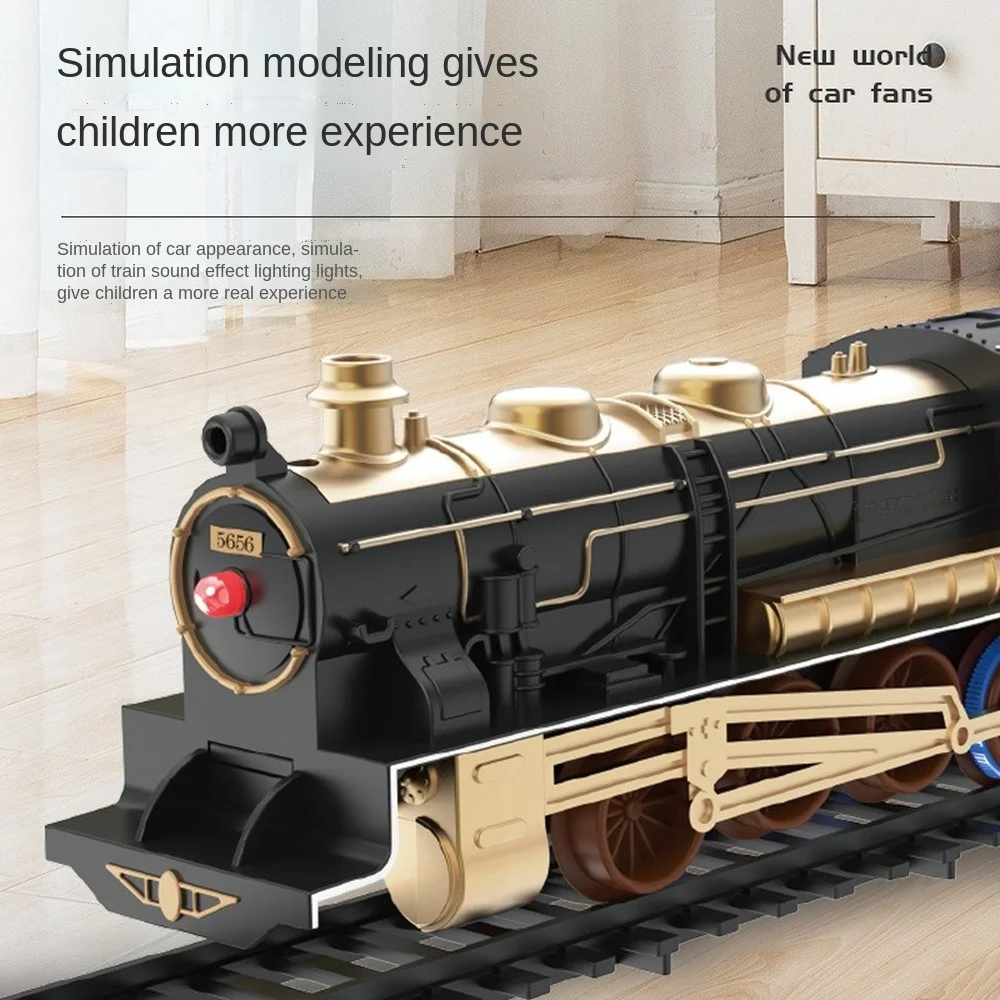 Train électrique Enfant Vapeur – Imitation De Locomotive Avec Lumières, Sons Et Fumée, Dès 3 Ans, Fonctionne Sur 3 Piles AA