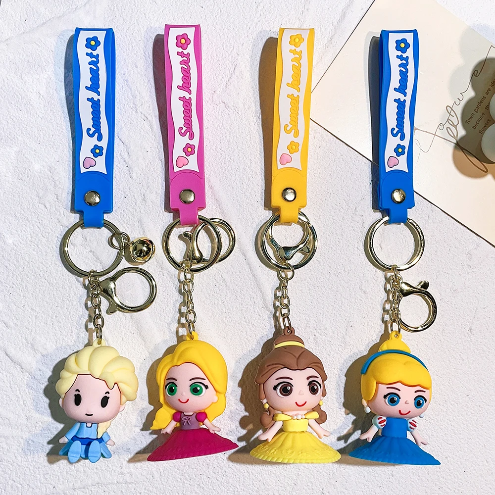 Cute Disney Princess Series Keychain for women Key Ring trinket cartoon Mermaid Princess car Key Chain girl key Bag pendant