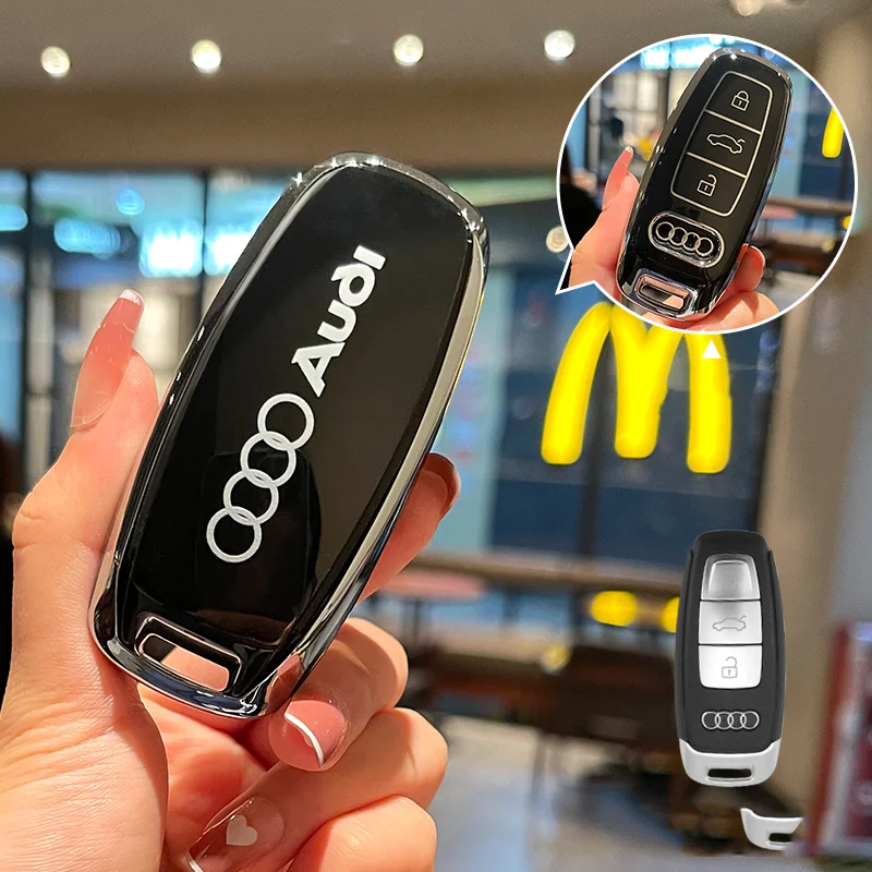 

TPU Car Key Cover Case Keychain Shell for Audi A3 A4 B9 A6 C8 A7 S7 4K A8 D5 S8 Q7 Q8 SQ8 E-tron 2018 2019 2020 2021 Stickers