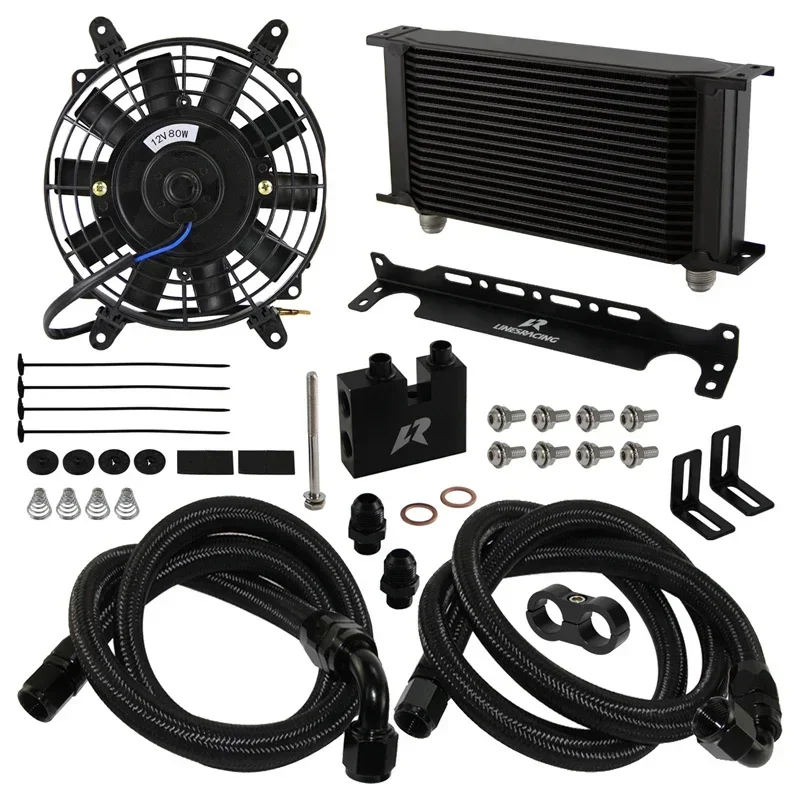 22/25/30 Row AN10 Oil Cooler Black w/7\