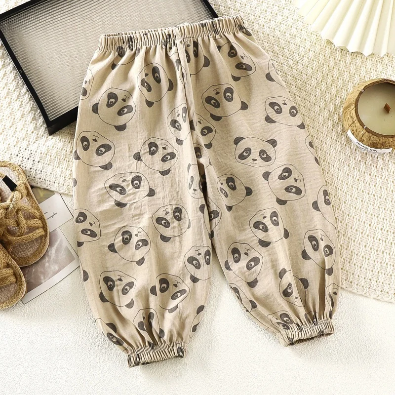Niños, niñas, bebés, pantalones frescos de verano, pantalones casuales, nuevo producto 2025, pantalones deportivos de secado rápido de seda helada antimosquitos de verano