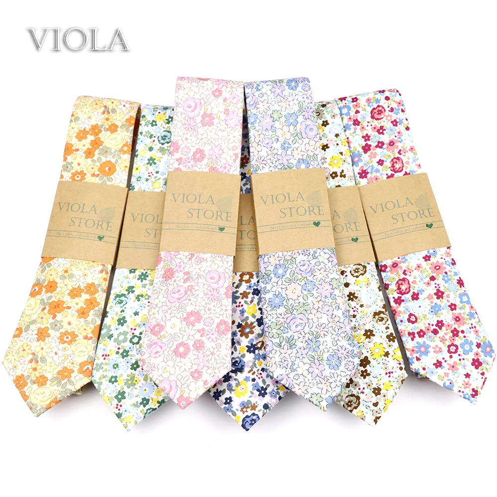 

7 Colors Fashion Floral 6.5cm Tie 100% Cotton Pink Gray Blue Green Men Wedding Party Show Performance Suit Accessory great gift