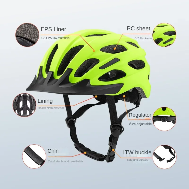 Cross-border Amazon new brim with light cycling helmet special road bicycle helmet integrated molding